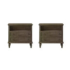 Davide 2 - Table de chevet en bois massif avec tiroir Table d'appoint de style transitionnel Lot de 2 | KARAT HOME