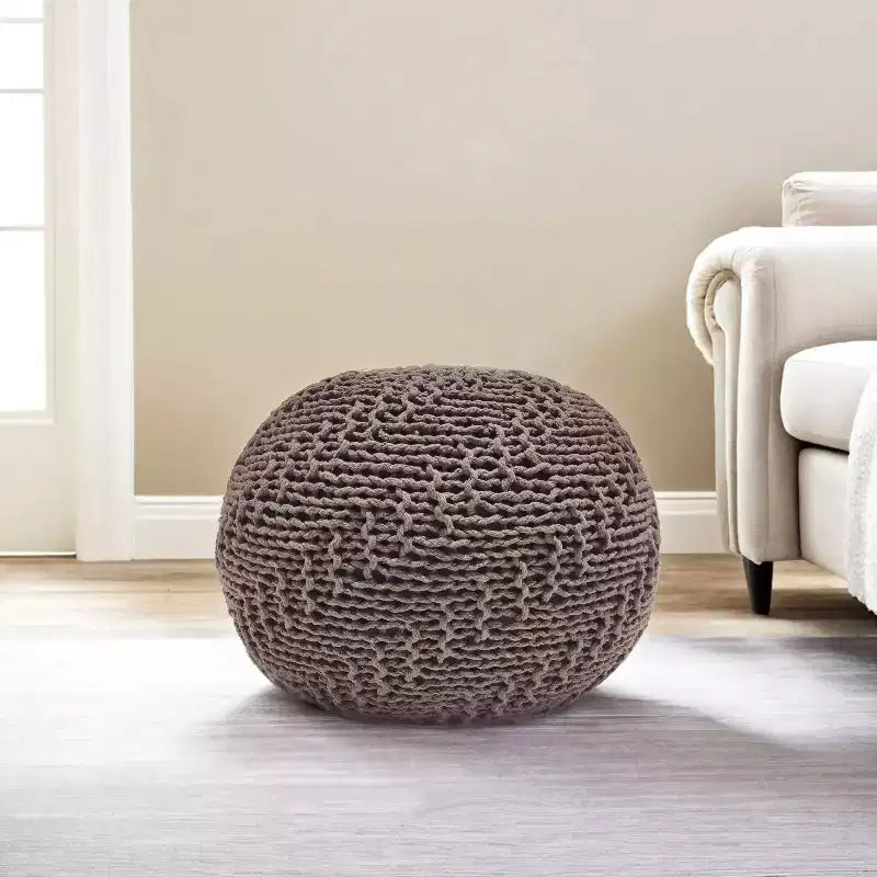 Pouf en tricot Okak, pouf rond, chaise de sol confortable pour salon, chambre, dortoir, aucun assemblage requis