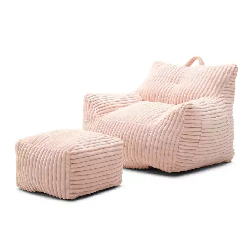 Grand pouf Okak avec ottoman, canapé de sol, fauteuil lounge avec accoudoirs, pouf gamer pour adultes pour salon