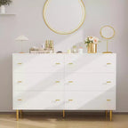 Commode à 6 tiroirs pour chambre à coucher, commode en bois de 120 cm de large avec poignées à barre, organisateur de rangement pour vêtements, meuble TV pour salon