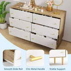 Commode à 6 tiroirs pour chambre à coucher, commode en bois de 120 cm de large avec poignées à barre, organisateur de rangement pour vêtements, meuble TV pour salon