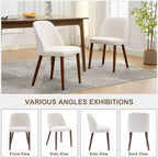 Lot de 2 chaises de salle à manger rembourrées avec coussins épais, chaises modernes en tissu de lin avec pieds en bois pour cuisine, salle à manger ou salon