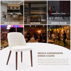 Lot de 2 chaises de salle à manger rembourrées avec coussins épais, chaises modernes en tissu de lin avec pieds en bois pour cuisine, salle à manger ou salon