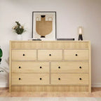 Commode à 6/7 tiroirs pour chambre à coucher, commode en bois cannelé, organiseur de rangement moderne en chêne pour salon, couloir, entrée