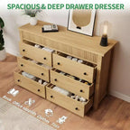 Commode à 6/7 tiroirs pour chambre à coucher, commode en bois cannelé, organiseur de rangement moderne en chêne pour salon, couloir, entrée