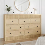 Commode à 6/7 tiroirs pour chambre à coucher, commode en bois cannelé, organiseur de rangement moderne en chêne pour salon, couloir, entrée
