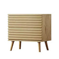 HomeRoots 23 Natural Solid Wood Ribbed Texture Two Drawer Nightstand