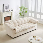Grand canapé deux places moderne en chenille de 239 cm, Canapé moelleux rembourré pour salon, chambre, bureau ou appartement - Panipeachy