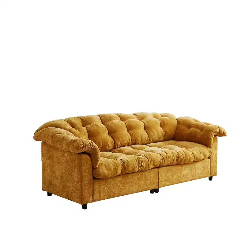 Grand canapé deux places moderne en chenille de 239 cm, Canapé moelleux rembourré pour salon, chambre, bureau ou appartement - Panipeachy