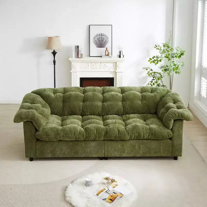 Grand canapé deux places moderne en chenille de 239 cm, Canapé moelleux rembourré pour salon, chambre, bureau ou appartement - Panipeachy