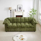 Grand canapé deux places moderne en chenille de 239 cm, Canapé moelleux rembourré pour salon, chambre, bureau ou appartement - Panipeachy