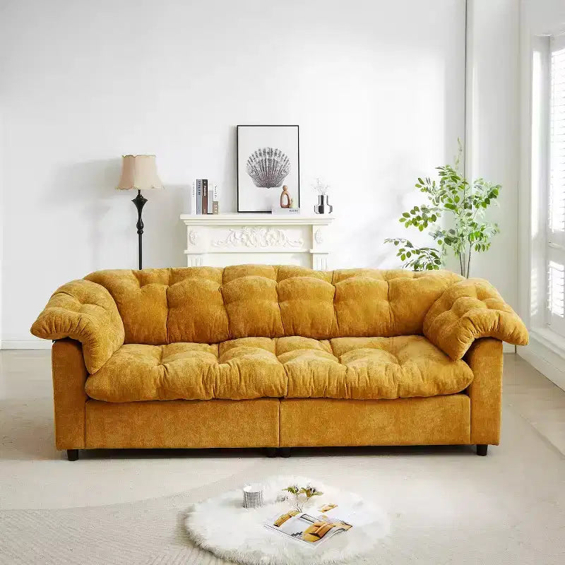 Grand canapé deux places moderne en chenille de 239 cm, Canapé moelleux rembourré pour salon, chambre, bureau ou appartement - Panipeachy
