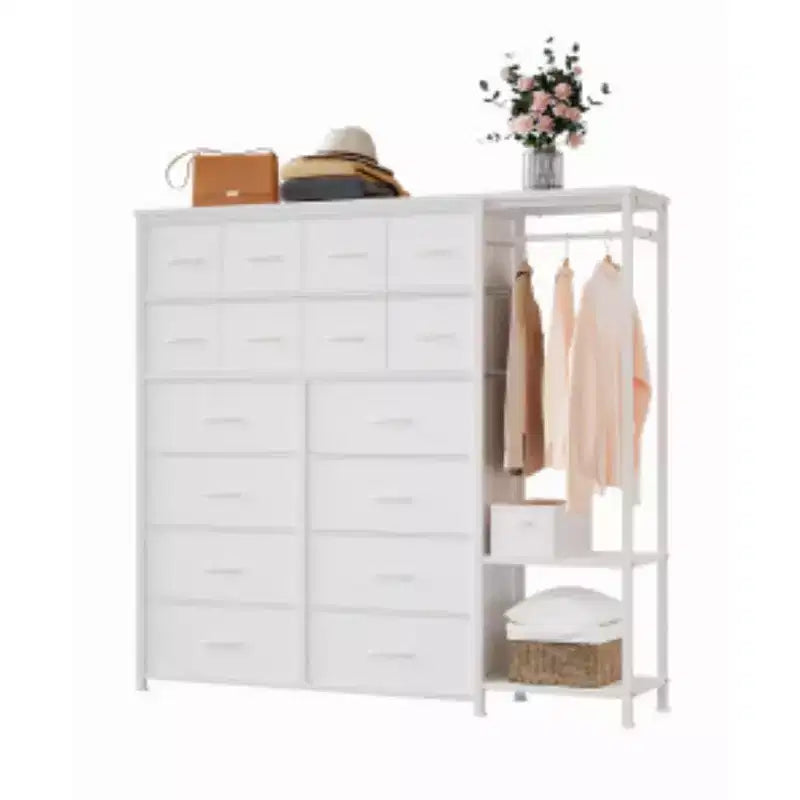 Unité de rangement à 16 tiroirs (Fer + Tissu MDF)