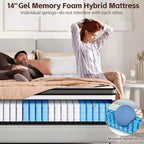 Matelas King Size, matelas King de 35 cm dans une boîte, mousse à mémoire de forme au gel rafraîchissant et ressorts ensachés, lit mi-ferme, isolation des mouvements, certifié CertiPUR-US