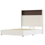 Cadre de lit capitonné en velours Whisen Queen Size, lit plateforme à oreilles, tête de lit haute de 52 pouces avec décoration rivetée, étagère de tête de lit