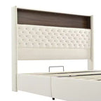 Cadre de lit capitonné en velours Whisen Queen Size, lit plateforme à oreilles, tête de lit haute de 52 pouces avec décoration rivetée, étagère de tête de lit