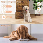 Station d'alimentation pour chien avec 2 gamelles surélevées, meuble de rangement pour aliments pour animaux, meuble de rangement pour croquettes avec couvercle à charnière, grand organisateur de jouets pour animaux avec 3 crochets