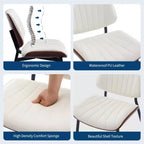 Chaises de salle à manger lot de 2 - Chaises de cuisine modernes du milieu du siècle en cuir PU rembourré de style rétro avec dossier en bois courbé de noyer, bandes de coque noires