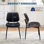 Chaises de salle à manger lot de 2 - Chaises de cuisine modernes du milieu du siècle en cuir PU rembourré de style rétro avec dossier en bois courbé de noyer, bandes de coque noires
