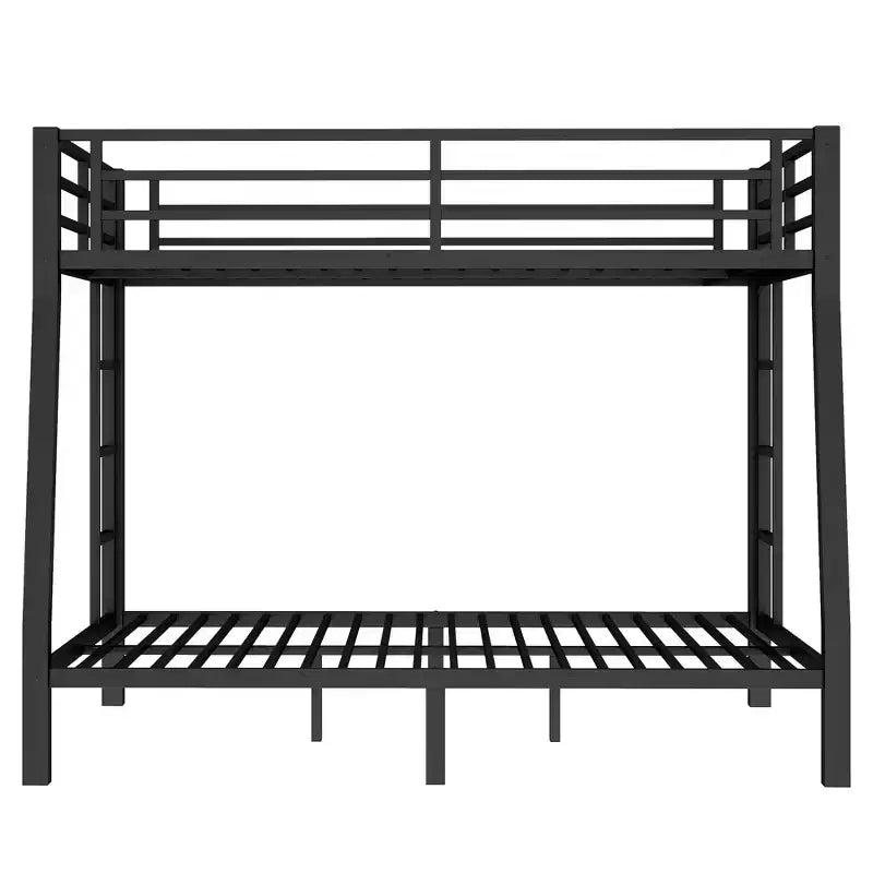 Lit superposé en métal Full XL au-dessus d'un lit Queen pour adolescents et adultes, gain de place, réduction du bruit, pas besoin de sommier, noir