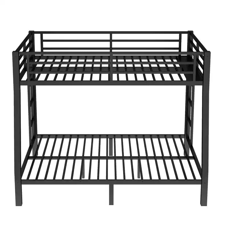 Lit superposé en métal Full XL au-dessus d'un lit Queen pour adolescents et adultes, gain de place, réduction du bruit, pas besoin de sommier, noir