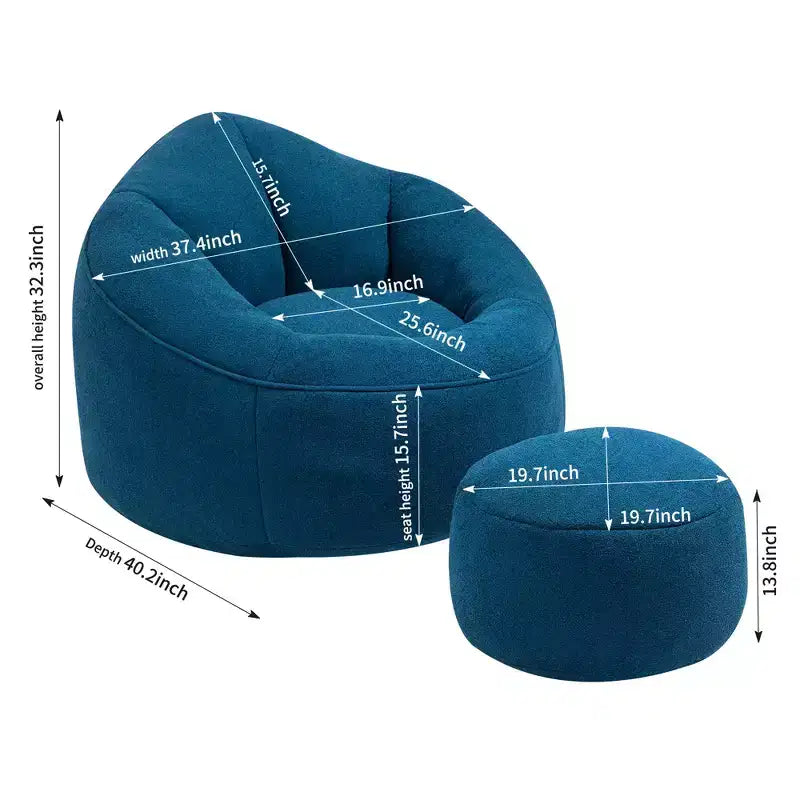 Fauteuil Poire TUYOHW avec Repose-pieds Rembourré, Fauteuil de Sol en Mousse capitonnée pour une Relaxation Totale, Ensemble Fauteuil Canapé Confortable pour Salon, Chambre
