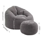 Fauteuil Poire TUYOHW avec Repose-pieds Rembourré, Fauteuil de Sol en Mousse capitonnée pour une Relaxation Totale, Ensemble Fauteuil Canapé Confortable pour Salon, Chambre