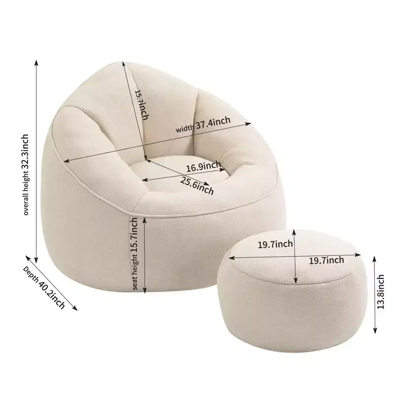 Fauteuil Poire TUYOHW avec Repose-pieds Rembourré, Fauteuil de Sol en Mousse capitonnée pour une Relaxation Totale, Ensemble Fauteuil Canapé Confortable pour Salon, Chambre