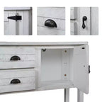 TUYOHW 48 Console en bois de pin massif, meuble d'appoint avec 2 tiroirs, 2 armoires, étagère inférieure, buffet pour cuisine, salle à manger