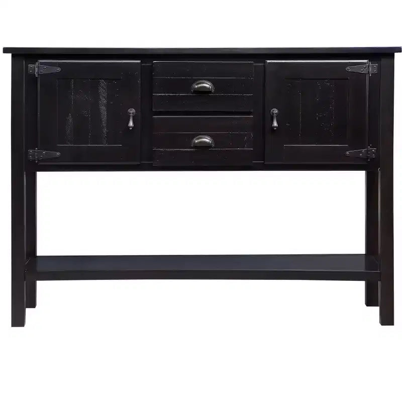 TUYOHW 48 Console en bois de pin massif, meuble d'appoint avec 2 tiroirs, 2 armoires, étagère inférieure, buffet pour cuisine, salle à manger