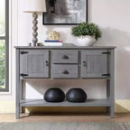 TUYOHW 48 Console en bois de pin massif, meuble d'appoint avec 2 tiroirs, 2 armoires, étagère inférieure, buffet pour cuisine, salle à manger