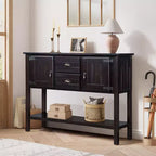 TUYOHW 48 Console en bois de pin massif, meuble d'appoint avec 2 tiroirs, 2 armoires, étagère inférieure, buffet pour cuisine, salle à manger
