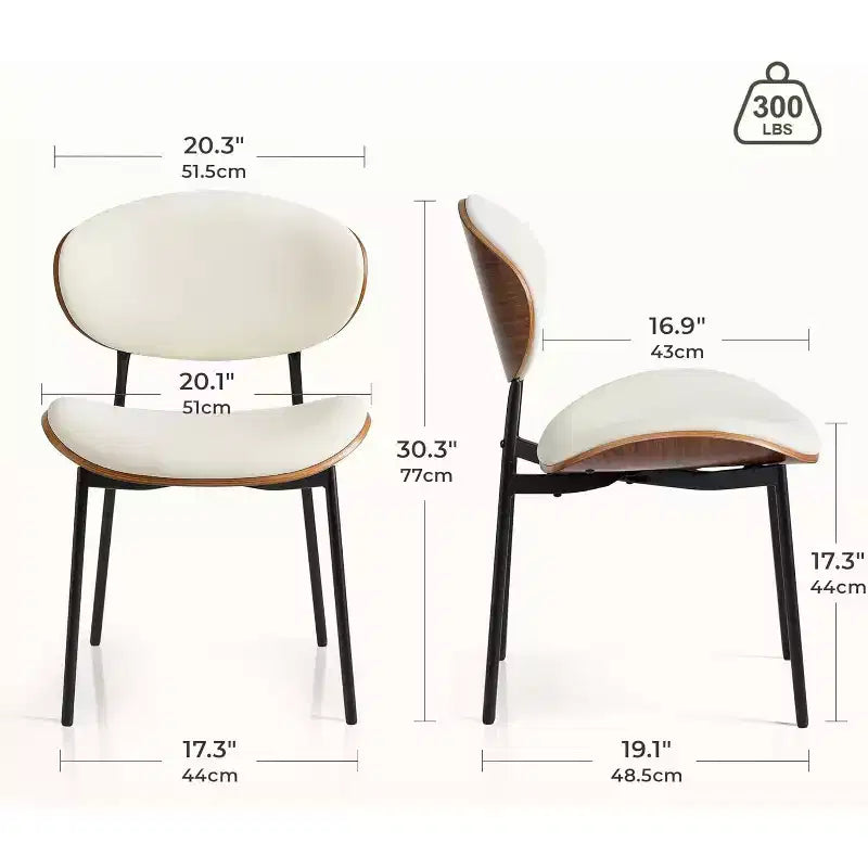 Sailvan, Ensemble de chaises de salle à manger modernes, Chaises de salle à manger rembourrées en cuir PU avec dossier aspect noyer