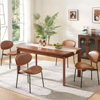 Sailvan, Ensemble de chaises de salle à manger modernes, Chaises de salle à manger rembourrées en cuir PU avec dossier aspect noyer
