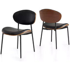 Sailvan Modern Dining Chairs Set, PU Leather Upholstered Dining Room Chairs with Walnut Grain Back