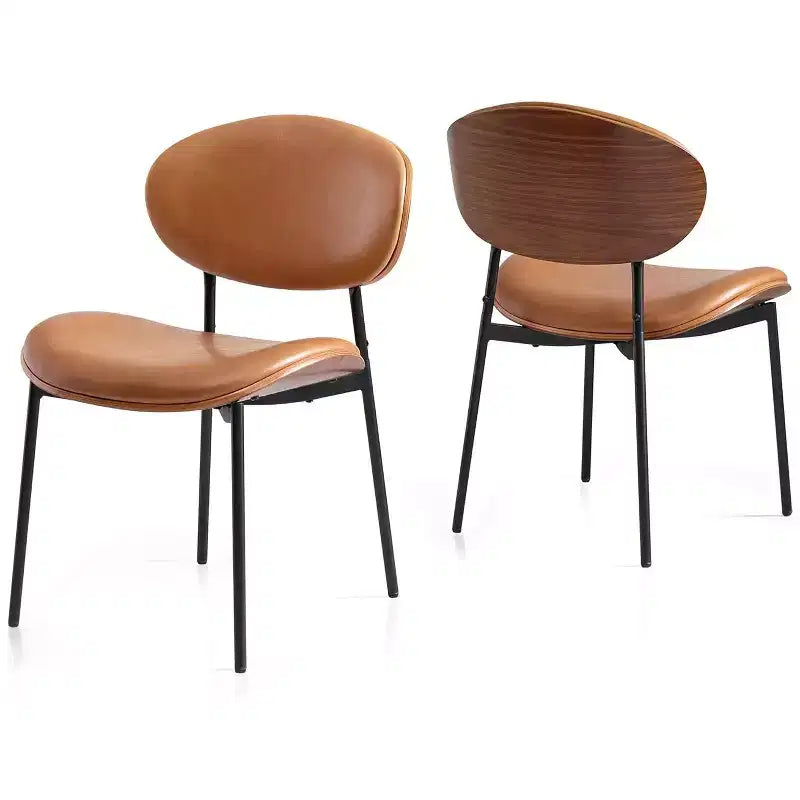 Sailvan, Ensemble de chaises de salle à manger modernes, Chaises de salle à manger rembourrées en cuir PU avec dossier aspect noyer