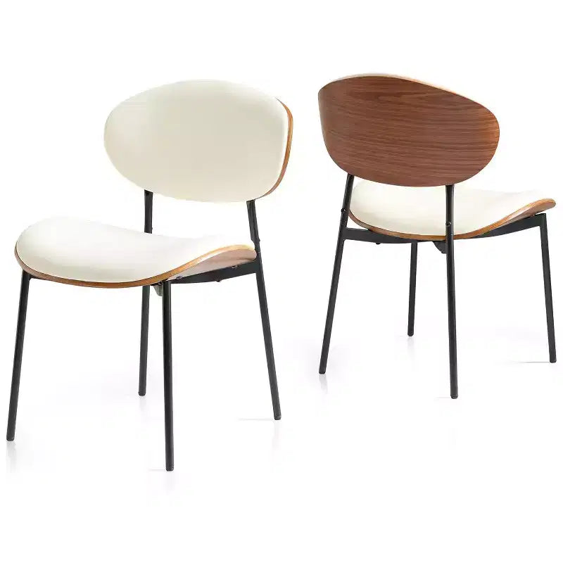 Sailvan, Ensemble de chaises de salle à manger modernes, Chaises de salle à manger rembourrées en cuir PU avec dossier aspect noyer