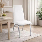 Royal Hampton Polyurethane Upholstered Metal Side Chair, Set of Two, White and Silver