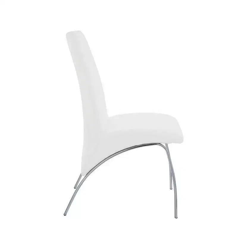 Chaise d'appoint Royal Hampton en métal tapissée de polyuréthane, lot de deux, blanc et argent