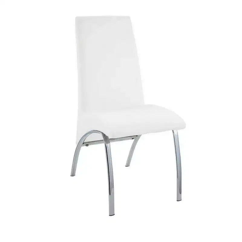 Chaise d'appoint Royal Hampton en métal tapissée de polyuréthane, lot de deux, blanc et argent