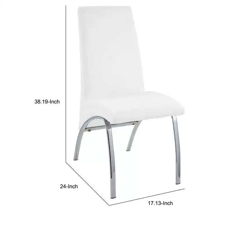 Chaise d'appoint Royal Hampton en métal tapissée de polyuréthane, lot de deux, blanc et argent
