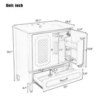 Meuble de salle de bain 76 cm avec lavabo intégré, Meuble de rangement de salle de bain avec tiroirs et étagère de porte, Meuble de salle de bain simple vasque