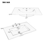 Meuble de salle de bain 76 cm avec lavabo intégré, Meuble de rangement de salle de bain avec tiroirs et étagère de porte, Meuble de salle de bain simple vasque