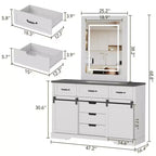 Commode de ferme COZONY 47,2 po, commode à 6 tiroirs avec portes coulissantes de grange, blanc