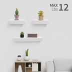 17.72 White Floating Shelf C invisible-bracket wood wall mount, perfect bathroom/bedroom/kitchen dcor or book/plant display, easy install.