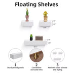 17.72 Étagère flottante blanche en bois avec supports invisibles, parfaite pour la décoration de salle de bain/chambre/cuisine ou pour exposer livres/plantes, installation facile.