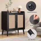 TUYOHW Meuble de rangement pour buffet, buffet de cuisine avec portes en rotin, bande de déflecteur de bureau, armoire console Credenza pour salle à manger, salon