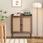 TUYOHW Meuble de rangement pour buffet, buffet de cuisine avec portes en rotin, bande de déflecteur de bureau, armoire console Credenza pour salle à manger, salon
