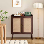 TUYOHW Meuble de rangement pour buffet, buffet de cuisine avec portes en rotin, bande de déflecteur de bureau, armoire console Credenza pour salle à manger, salon
