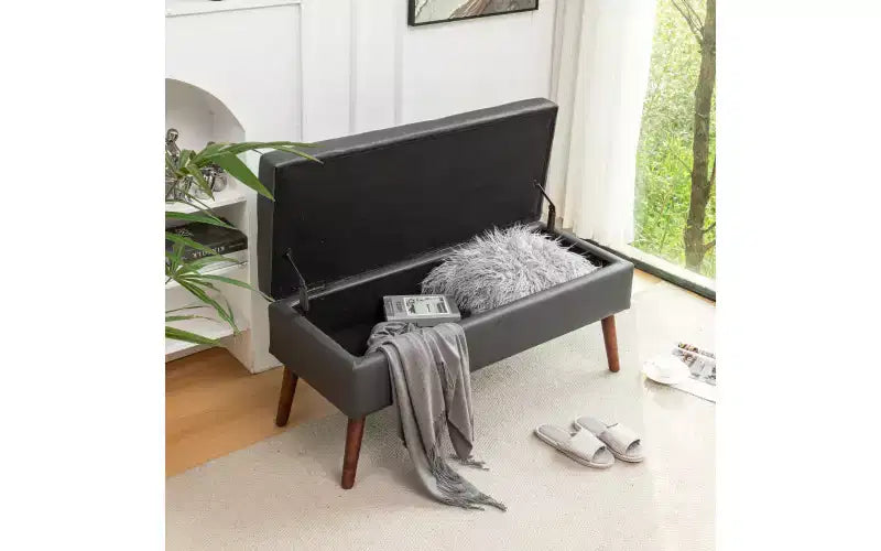 Banc de rangement rectangulaire, pouf rembourré pour salon, couloir, chambre à coucher, entrée, bout de lit,